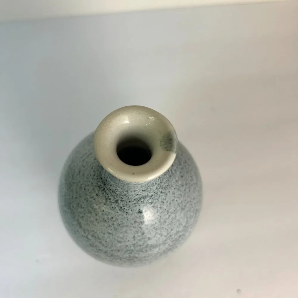 Pottery Bud Vase Speckled Blue Green Stoneware 7.5